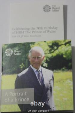 2018 Prince Charles £5 Silver Proof Royal Mint Coin Celebrating 70th Birthday