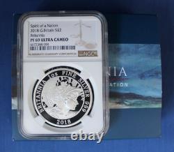 2018 Royal Mint 1oz Silver Proof Britannia £2 coin NGC Graded PF69 with Case/COA