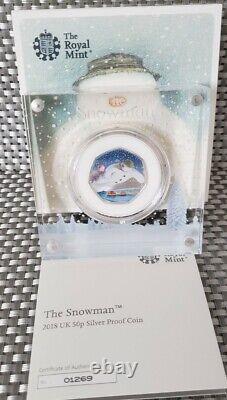 2018 Royal Mint 40th Anniversary The Snowman UK 50p silver proof coin 01269 COA