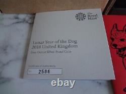 2018 Royal Mint Lunar Year Of The Dog 1oz Silver Proof