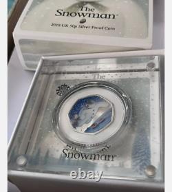 2018 Royal Mint Rare Snowman 50p Fifty Pence Silver Proof Coin with COA Box KEW