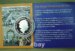 2018 Silver Proof £5 Coin Anniversary Of Royal Academy Commemorative. Cased & Coa