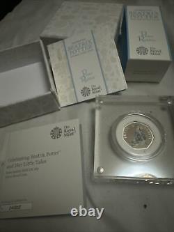 2018 Silver Proof 50p Peter Rabbit Coin, With Coa