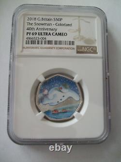 2018 Silver Proof 50p coin The Snowman NGC graded PF69 Ultra Cameo
