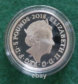 2018 Silver Proof Remembrance Day Five Pound Coin Boxed Coa