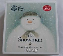 2018 Snowman Silver Proof 50p Coin Black Box Post Office Edition Low COA