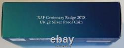 2018 UK £2 Silver Proof Coin RAF Centenary Badge Issued By The Royal Mint
