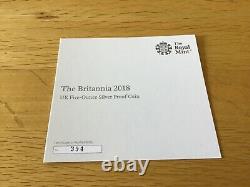 2018 UK Royal Mint Britannia 5 oz Silver Proof £10 Coin Brand New and Complete