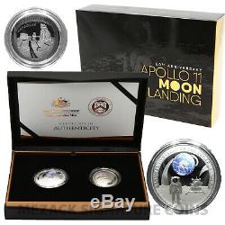 2019 AUSTRALIAN $5 & US Half Dollar 50th Apollo Moon Landing 2 Coin Proof Set