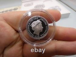2019 Gibraltar. 999 Silver Proof Sovereign 5 coin Set in Case with COA