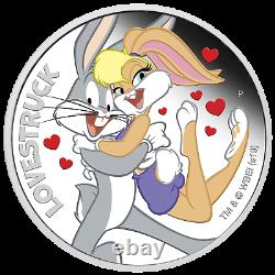 2019 LOONEY TUNES Lovestruck Silver Proof $1 Coin BUGS and LOLA Valentines Day