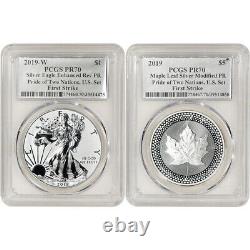2019 Pride of Two Nations Two Coin Set PCGS PR70 First Strike Flag Label Silver