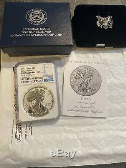 2019-S American Eagle One Ounce Silver Enhanced Reverse Proof Coin PF70 NGC-ER