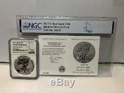 2019-S ENHANCED REVERSE PROOF SILVER EAGLE NGC PF70 With COA #04205 BROWN LABEL