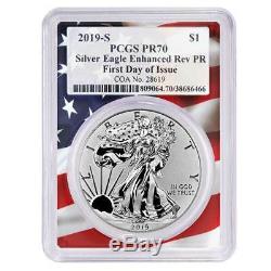 2019-S Enhanced Reverse Proof $1 American Silver Eagle / COA # PCGS PR70 FDOI Fl