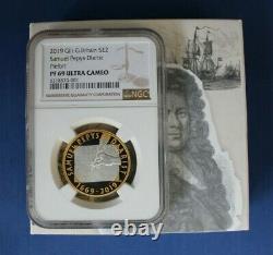 2019 Silver Piedfort Proof £2 coin Samuel Pepys NGC Graded PF69 with COA