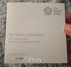 2019 Silver Proof 5£ Coin Tower Of London The Crown Jewels Royal Mint GB UK