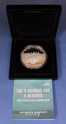 2019 TDC 5oz Silver Proof coin Five Crowns for Five Beaches in Case / COA