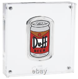2019 The Simpsons Duff Beer Simpson 1oz $1 Silver 99.99% Proof Can Coin