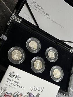 2019 UK 50 Years of the 50p PIEDFORT Silver Proof Coin Culture Set Kew Gardens