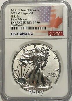 2019 W $1 Enhanced Reverse Proof Ngc Pf70 Er Silver Eagle Pride Of Two Nations