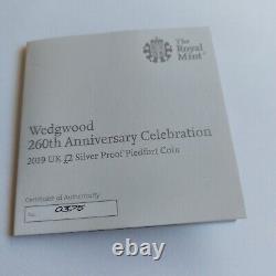 2019 Wedgwood Silver proof PIEDRORT coin Royal Mint box/coa/outter/booklet
