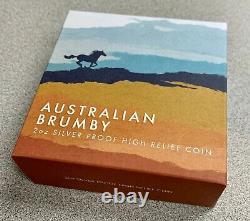 2020 Australia $2 High Relief Brumby Horse 2 oz Silver Proof Coin 1,000 Made