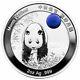 2020 China Moon Panda with Blue Titanium Inset 2 oz Silver Proof Medal GEM Proof