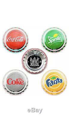 2020 Coca-Cola Vintage Vending Machine 4-Coin Silver Set Sprite Fanta Diet Coke