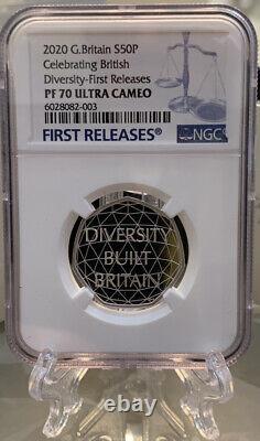 2020 Diversity Built Britain Silver Proof 50p Coin graded at NGC PF70 UC