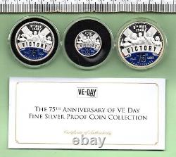 2020 Genuine 3 Full Silver Proof Coin Anniversary Set For Ve Day (ppt 386)