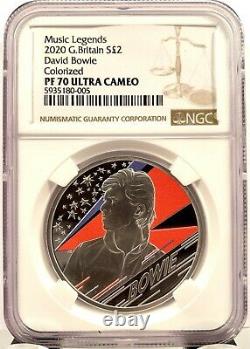 2020 Great Britain Music Legends David Bowie 1 oz Silver Proof Coin NGC PF 70