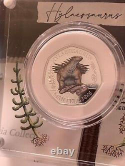 2020 Hylaeosaurus 50p Coloured SILVER PROOF coin boxed CoA Royal Mint Dinosauria