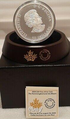 2020 Moving Hummingbird and the Bloom $50 5OZ Pure Silver Proof Coin Canada