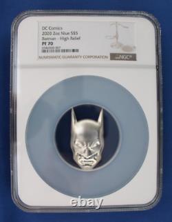 2020 Niue 2oz Silver Proof $5 coin DC Comics Batman Mask NGC Graded PF70