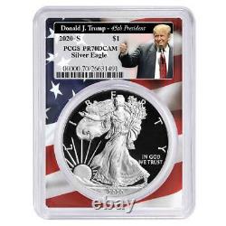 2020-S Proof $1 American Silver Eagle PCGS PR70DCAM Trump 45th President Label F