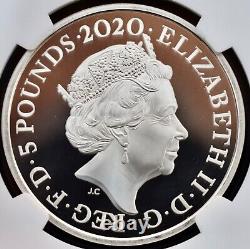 2020 Silver £5 William Wordsworth Cover Stamps NGC Proof 70 250th