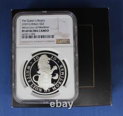 2020 Silver Proof 1oz coin White Lion of Mortimer NGC Graded PF69 with COA