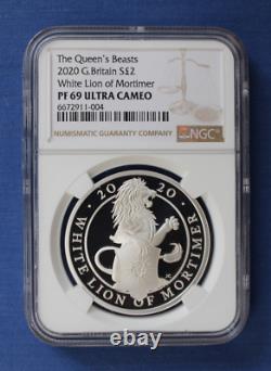 2020 Silver Proof 1oz coin White Lion of Mortimer NGC Graded PF69 with COA