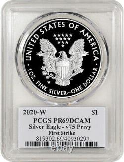 2020-W $1 American Silver Eagle v75 Privy WWII PCGS FS PR69DCAM NR