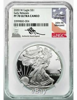 2020 W $1 Silver Eagle Early Releases NGC PF70 Ultra Cameo Mercanti Signed
