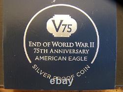 2020 W END of WORLD WAR II 75th ANNIVERSARY SILVER EAGLE V75, PCGS PR70DCAM