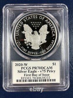 2020 W Proof $1 American Silver Eagle WWII 75th PCGS PR70DCAM FDOI V75 IN HAND