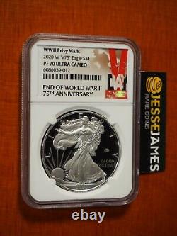 2020 W Proof Silver Eagle World War II V75 Privy Ngc Pf70 Ultra Cameo Vday Label