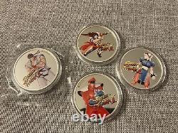 2021 1oz Silver Fiji Street Fighter II Set of 4 Coloured Proof Coins In Capsules