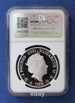 2021 1oz Silver Proof £2 coin Alice in Wonderland NGC Graded PF69 with COA