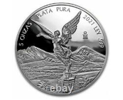 2021 5 oz Silver Mexican Libertad PROOF Coin. 999 Fine Silver in Capsule #A360