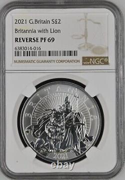 2021 Britannia With Lion 1oz Silver Proof Coin NGC REVERSE PF69