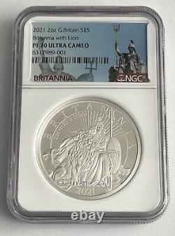 2021 Britannia With Lion 2oz Silver Proof Coin NGC PF70 ULTRA CAMEO MINTAGE 250