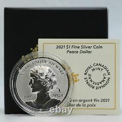 2021 Canada Silver Peace Dollar 1 oz Proof Ultra High Relief Coin OGP Mint JJ601